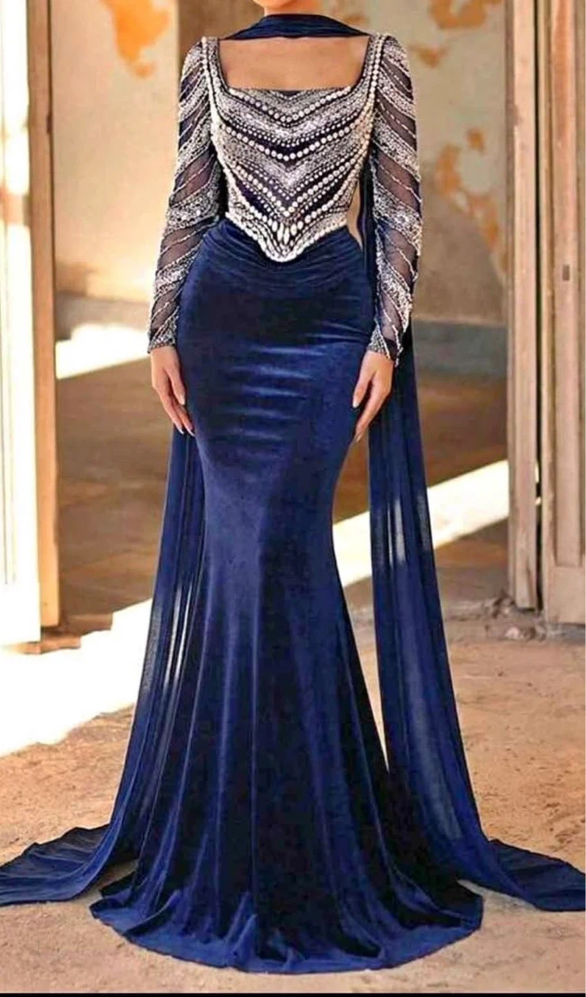 Blue Velvet Party/Wedding Dress