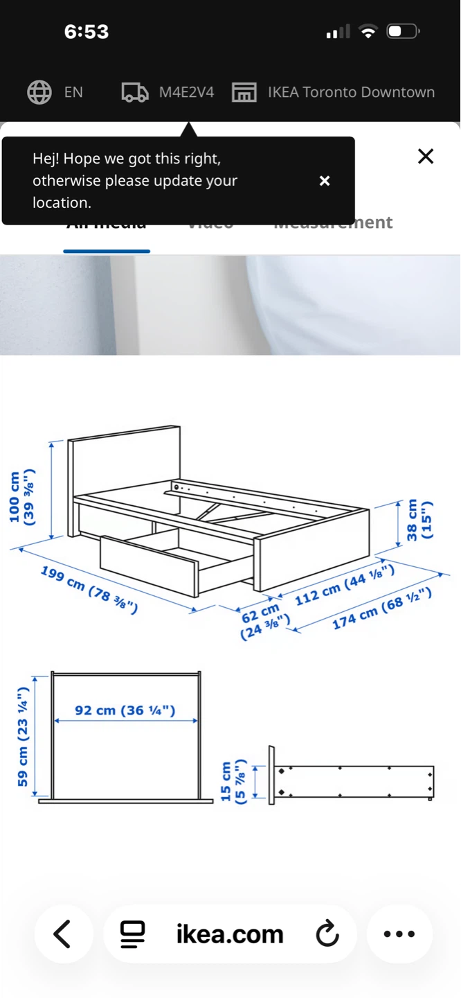 MALM High bed frame/2 storage boxes, white, Twin - photo 2