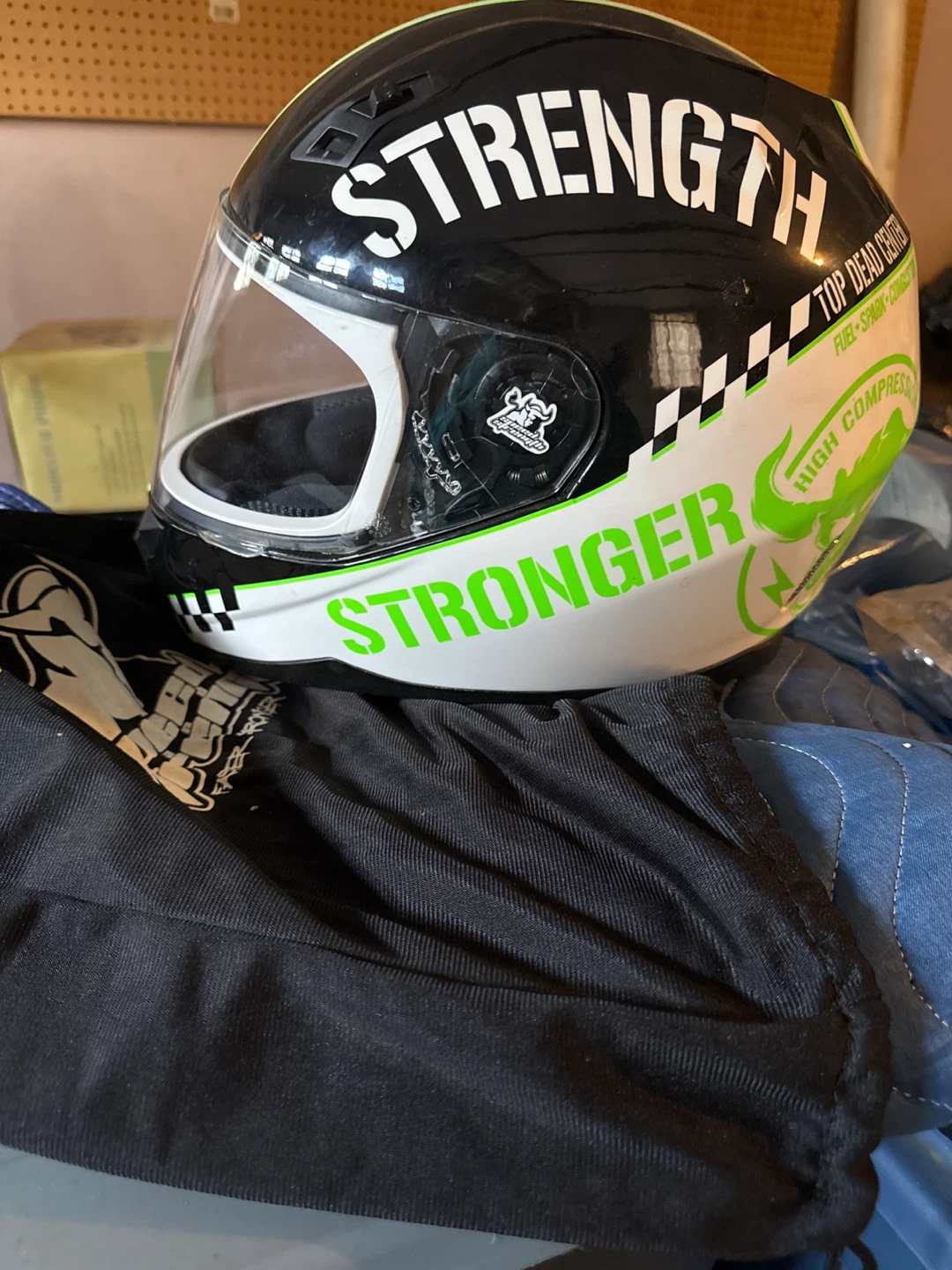 Motorcycle Helmet S/S White Green - photo 2