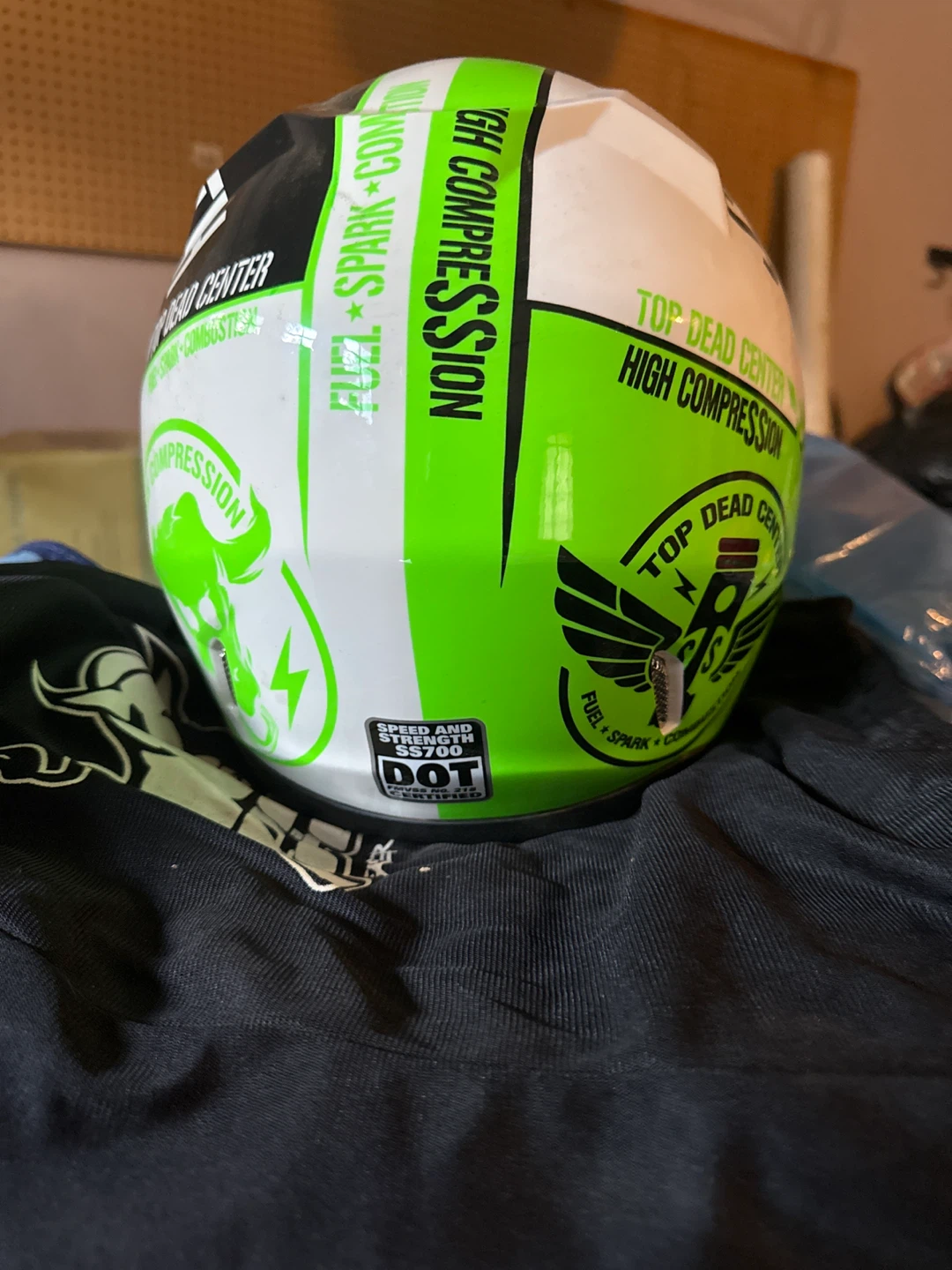 Motorcycle Helmet S/S White Green - photo 3
