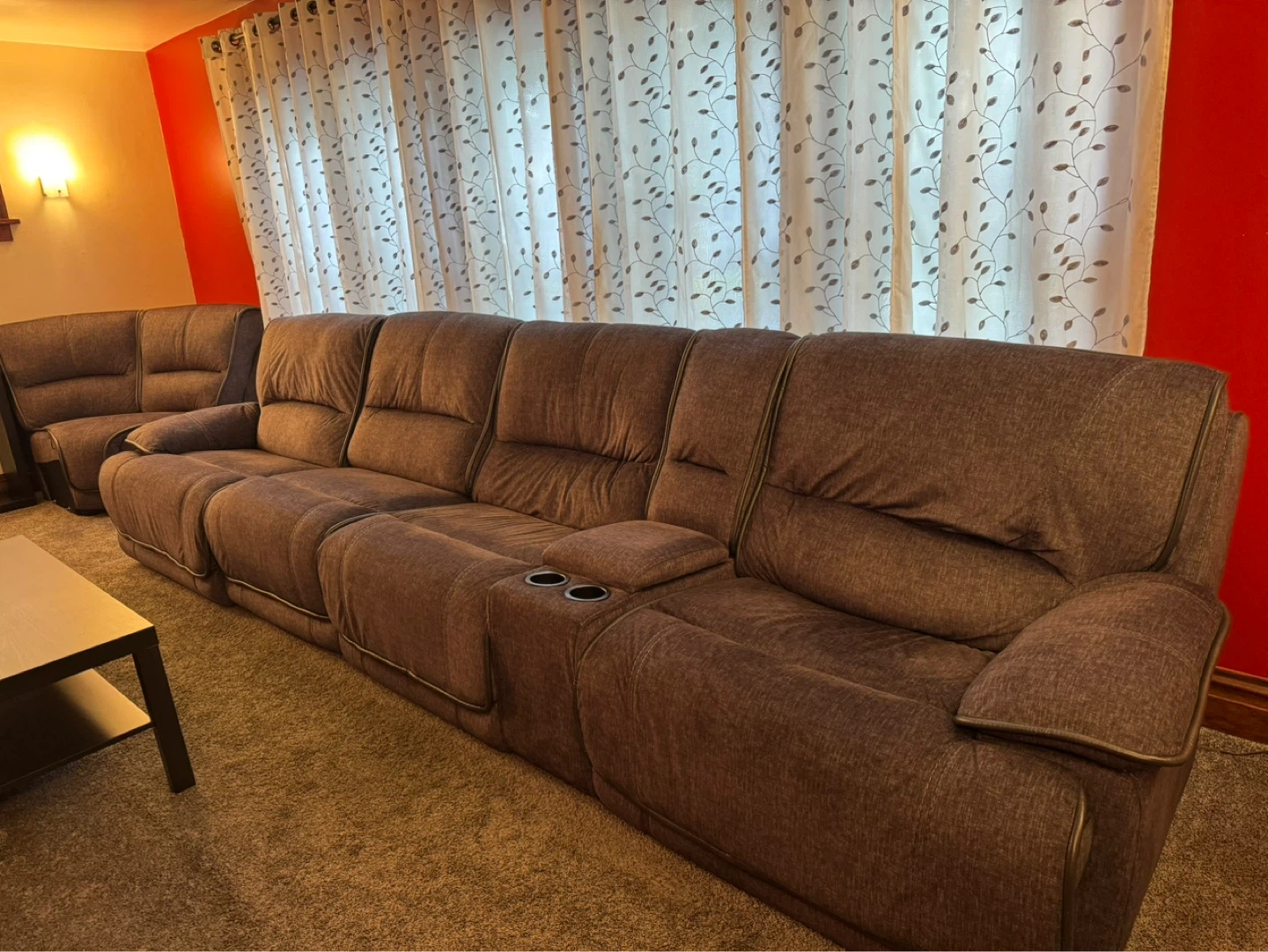 Gray Sectional Reclining Set with USB Ports