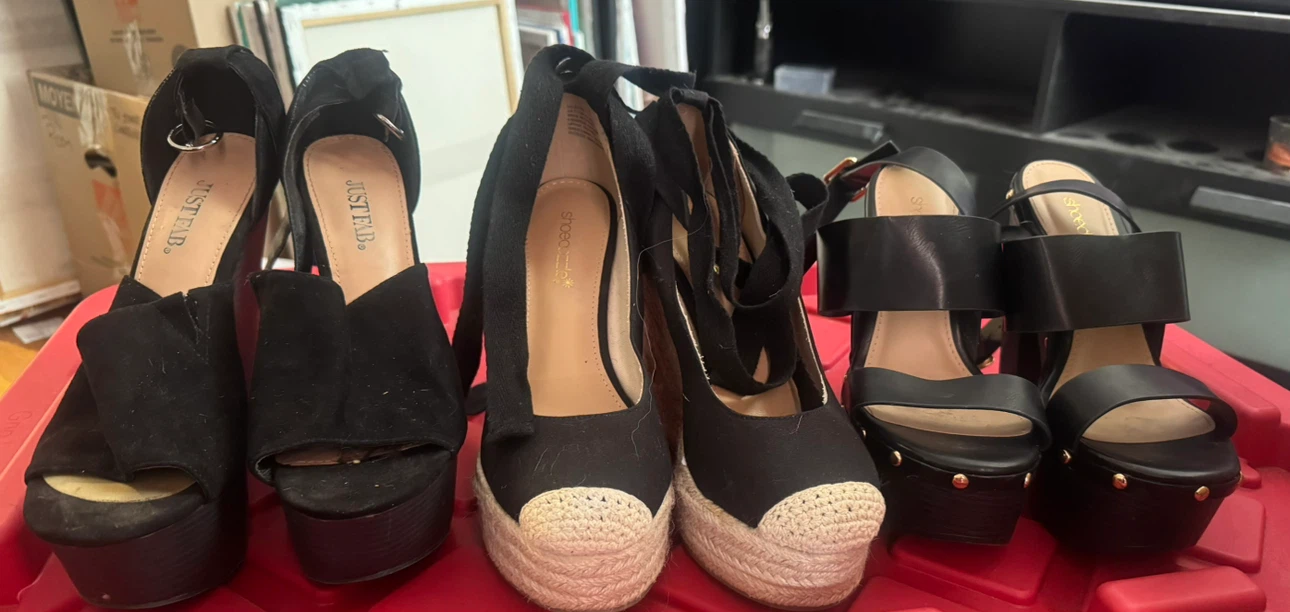 Black Platform Wedge Heels and Boots