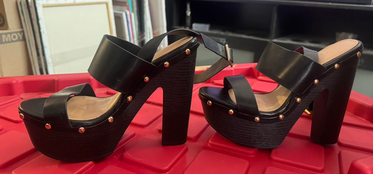 Black Platform Wedge Heels and Boots - photo 3