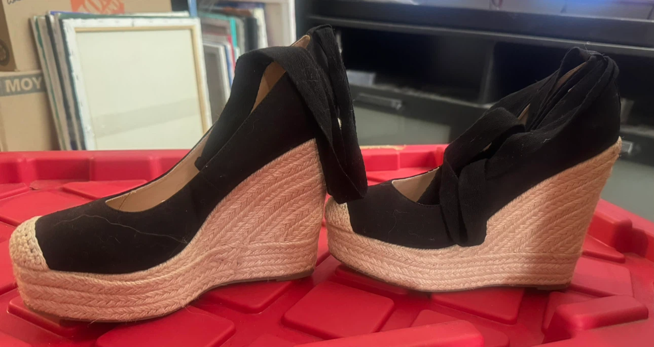 Black Platform Wedge Heels and Boots - photo 4