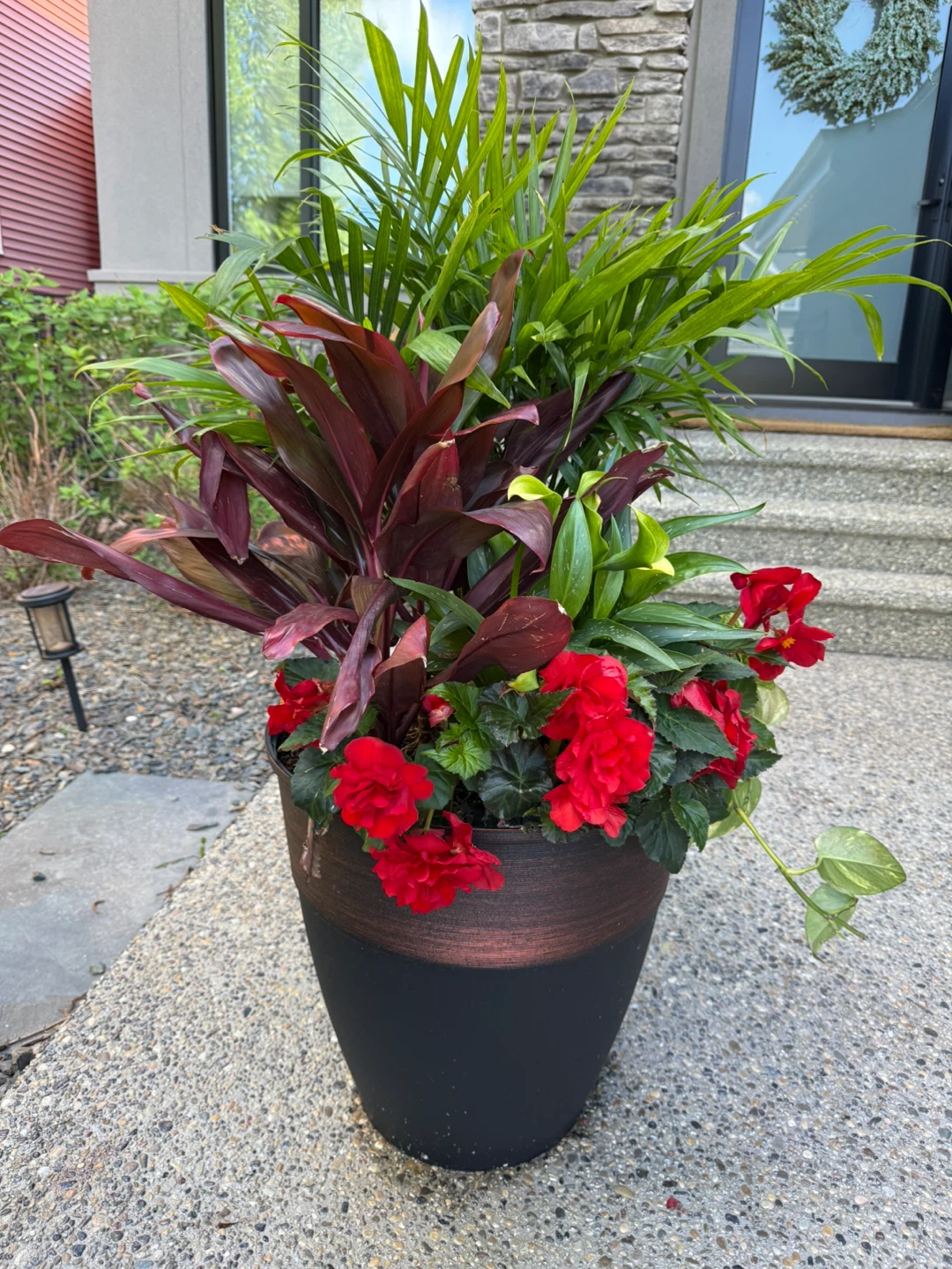 Large planter with flowers
