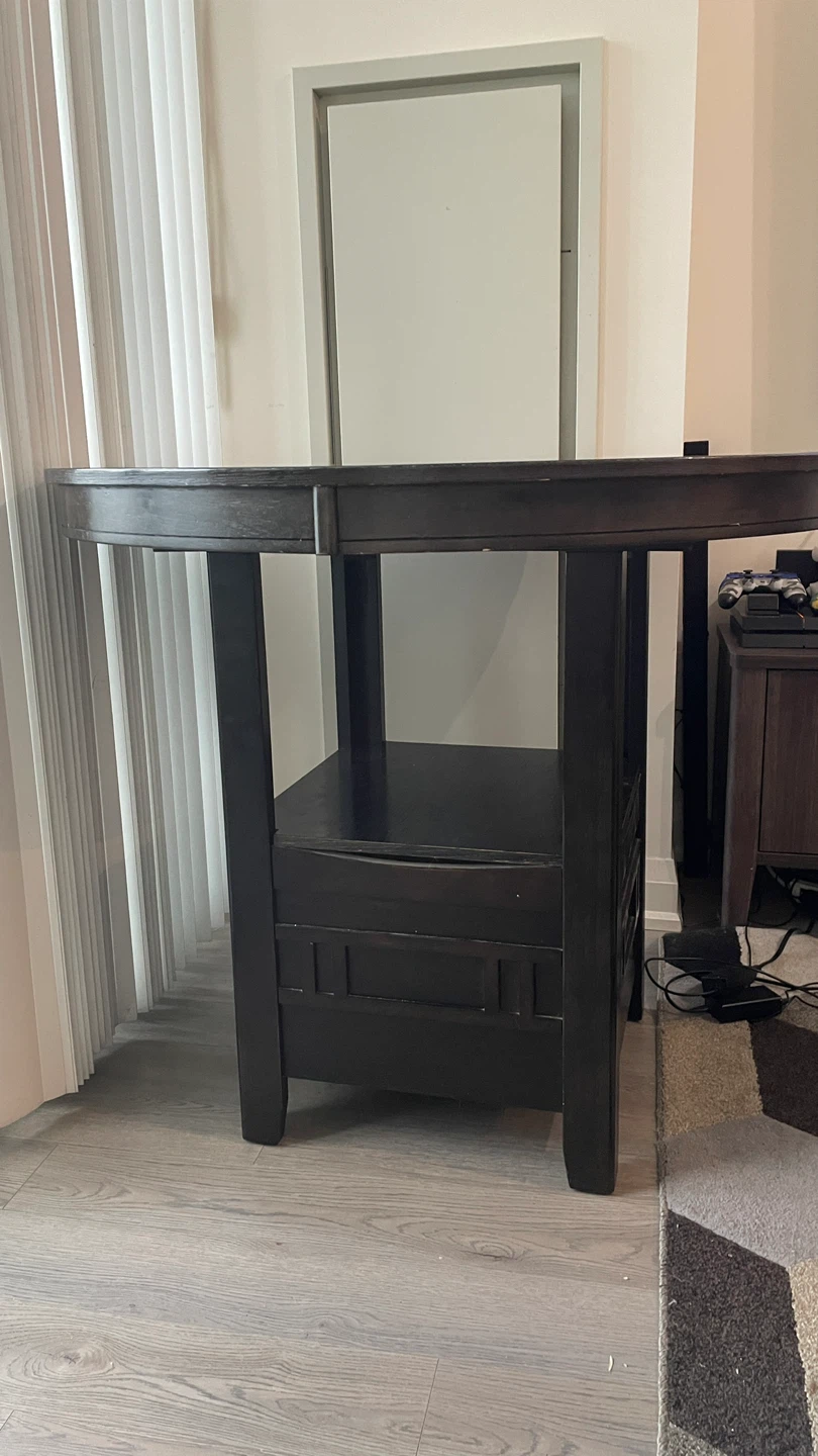 Dark Wood Round Counter Height Table
