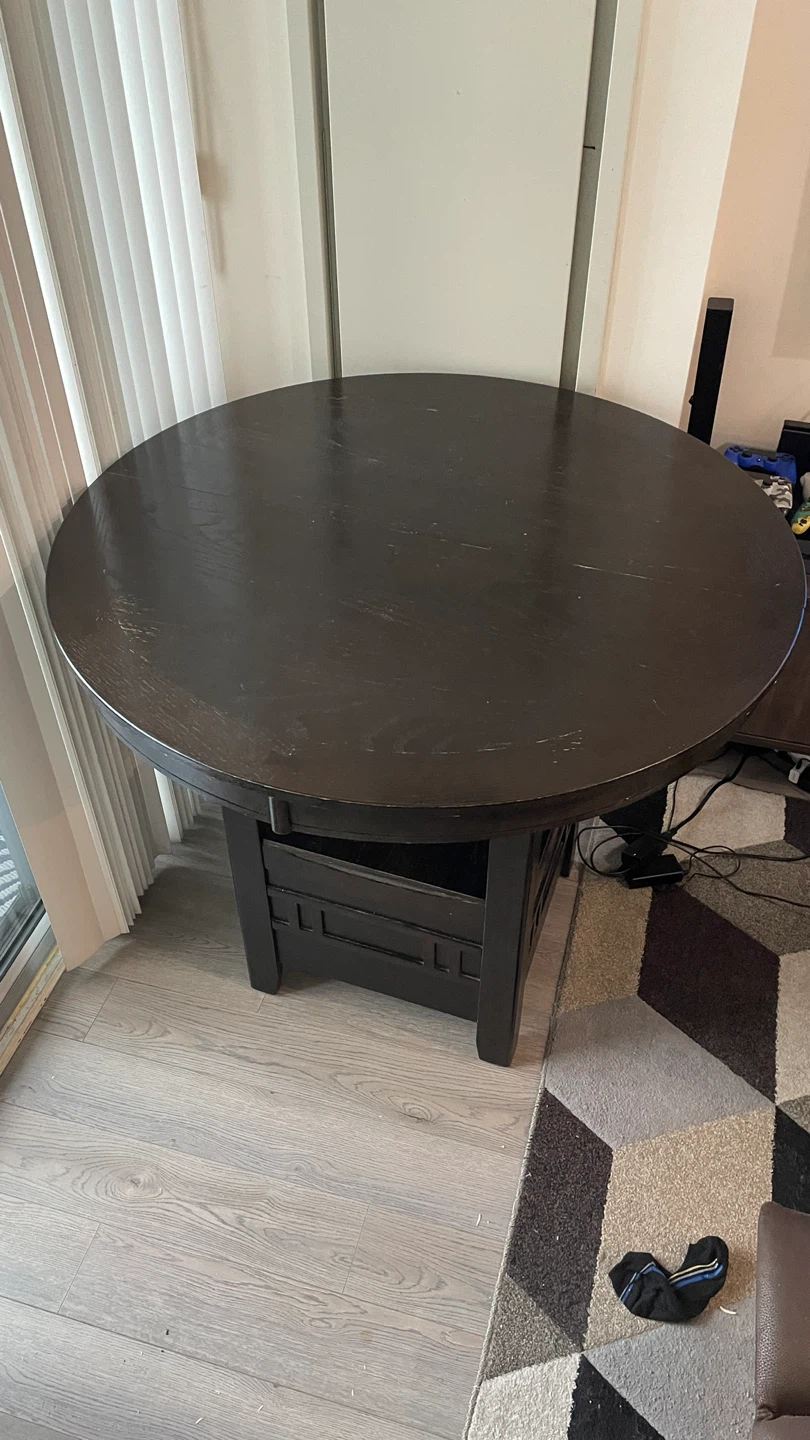 Dark Wood Round Counter Height Table - photo 2