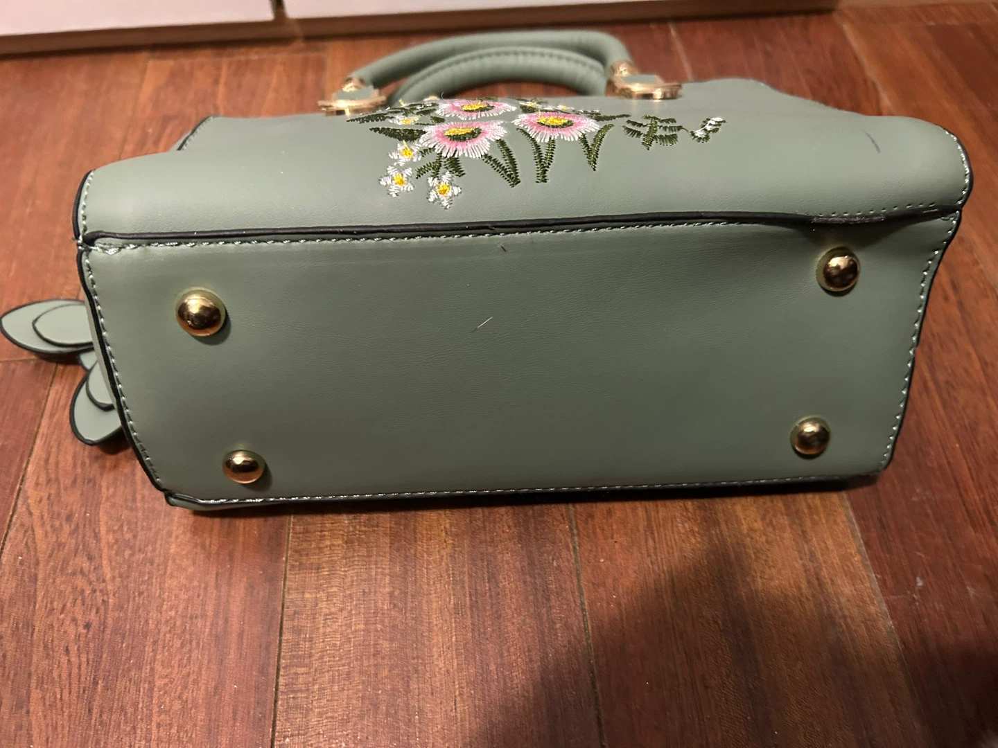Sage Green Embroidered Floral Crossbody Handbag - New - photo 3