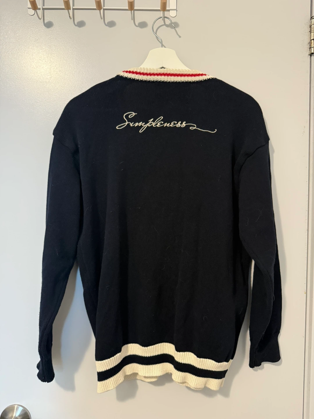 ATYS Navy Cardigan with "Simplessness" Embroidery - photo 5