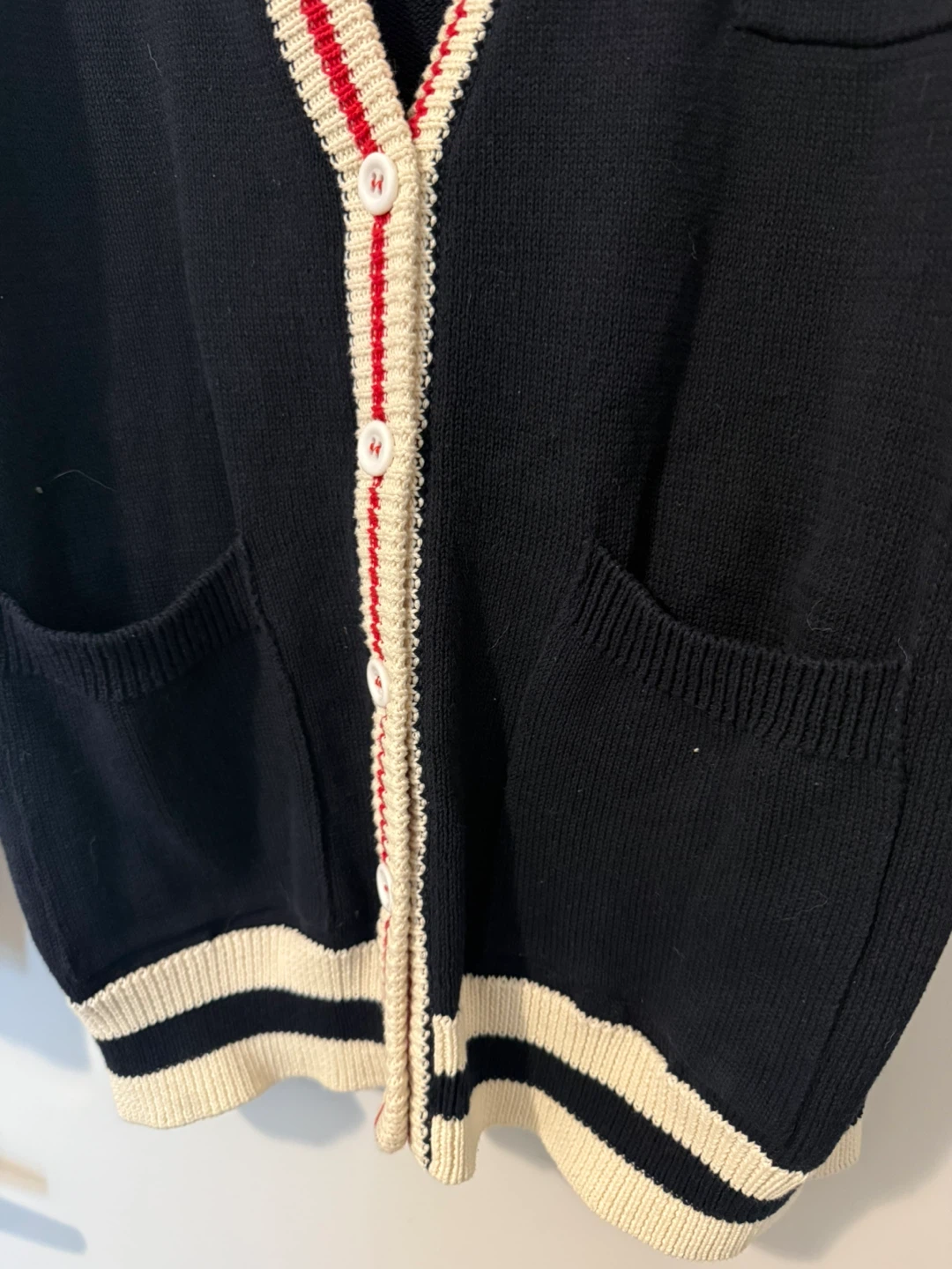 ATYS Navy Cardigan with "Simplessness" Embroidery - photo 4