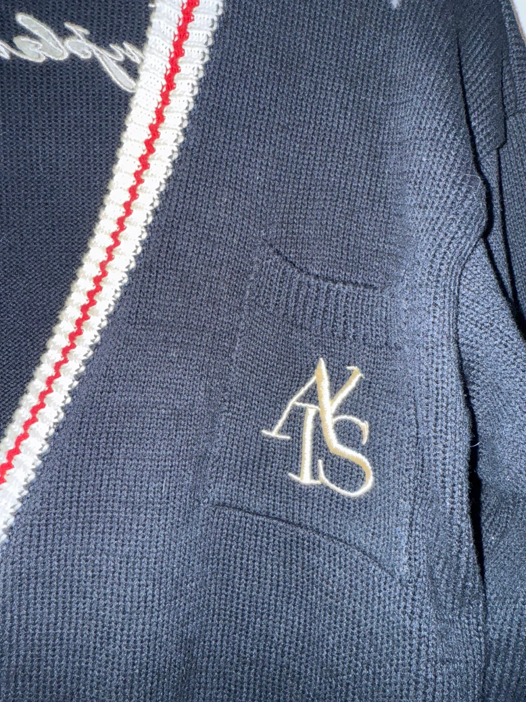 ATYS Navy Cardigan with "Simplessness" Embroidery - photo 3