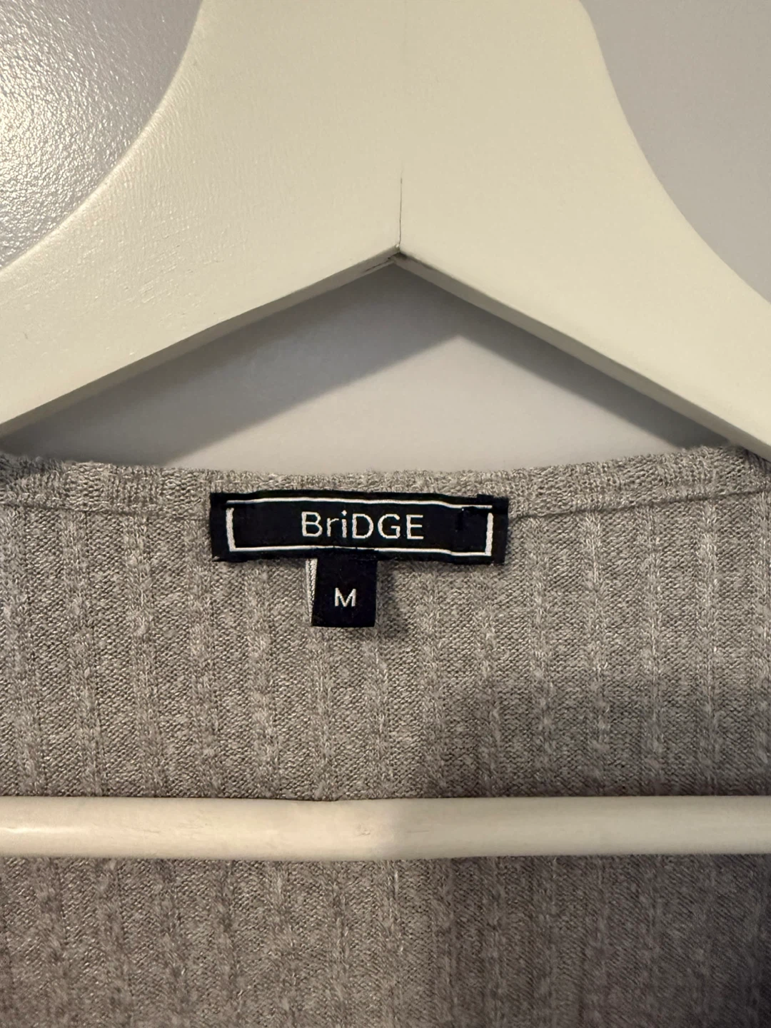 BRIDGE Grey Ribbed Cropped Cardigan - photo 3