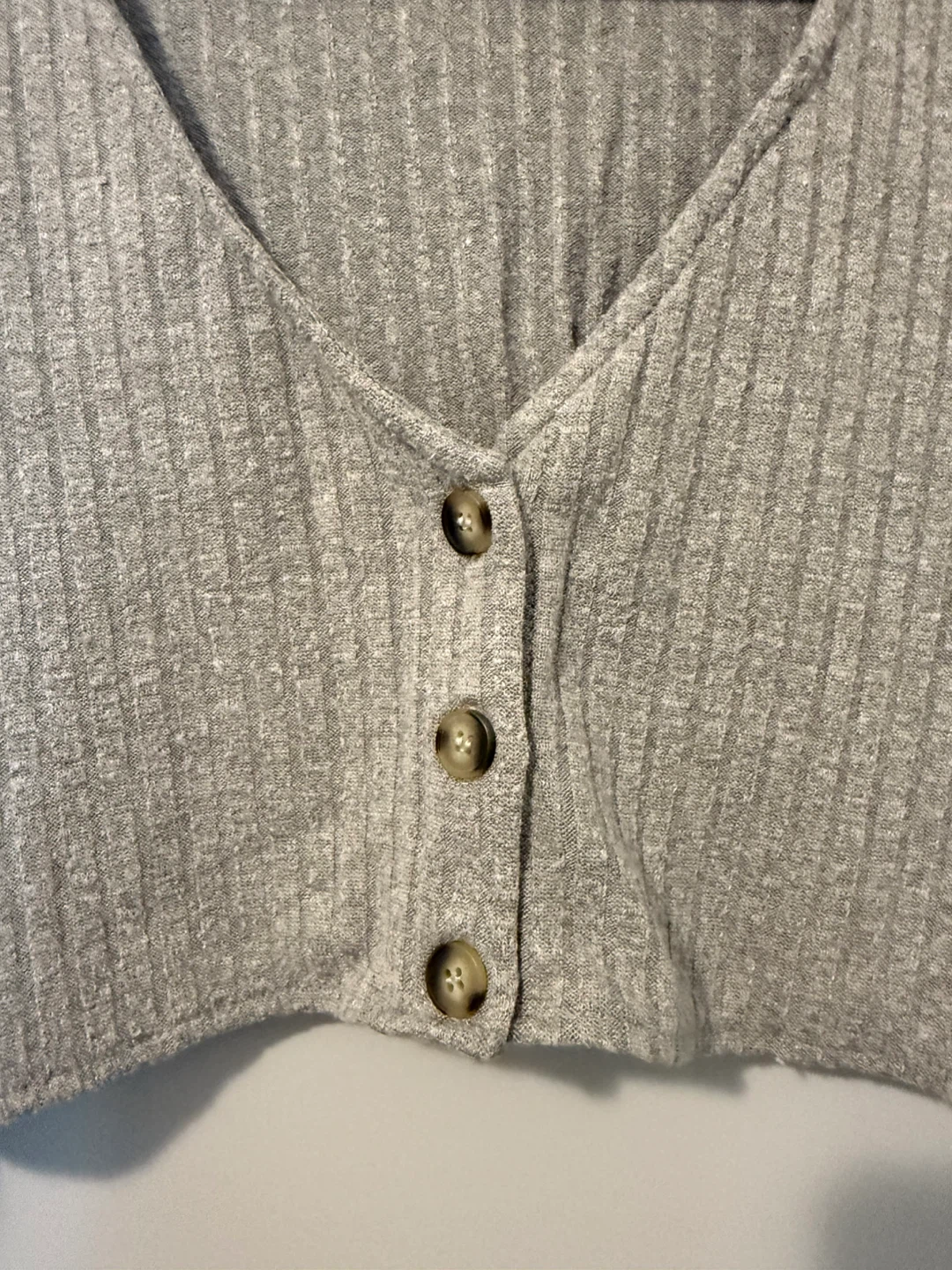 BRIDGE Grey Ribbed Cropped Cardigan - photo 2