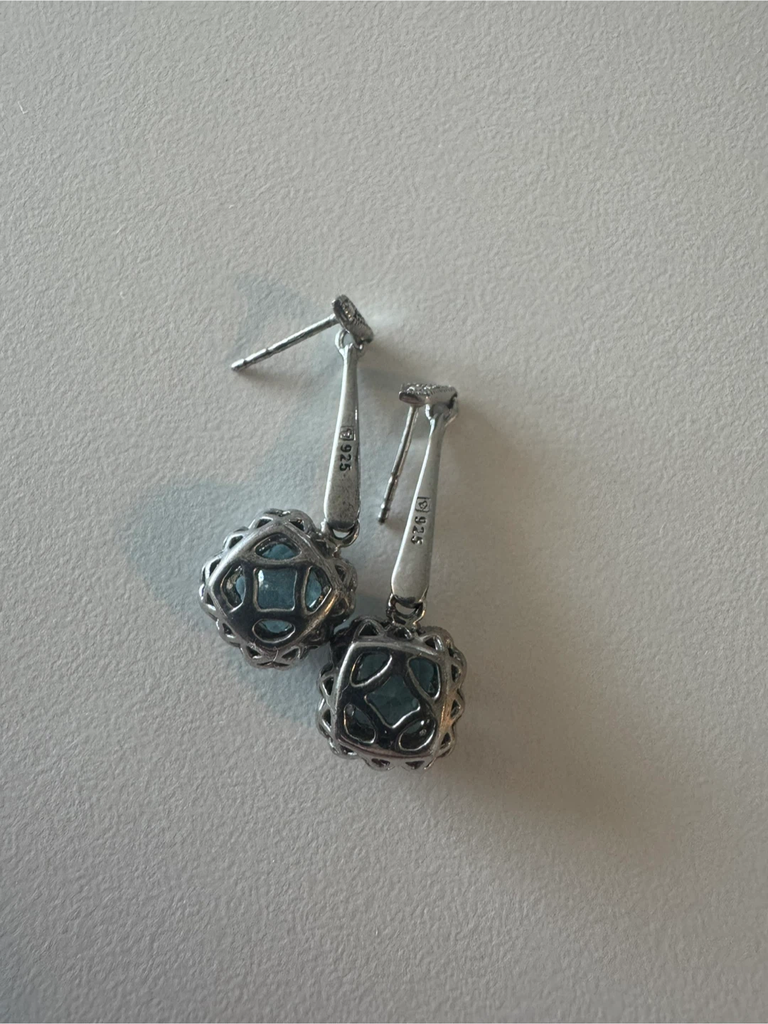 Blue Topaz Drop Earrings with Marcasite Accents - photo 3