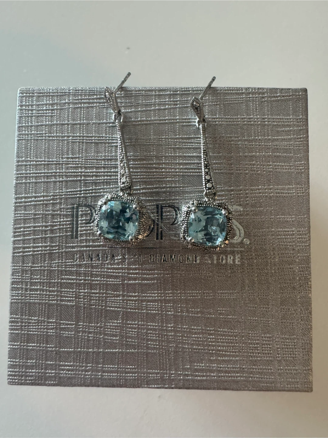 Blue Topaz Drop Earrings with Marcasite Accents - photo 5