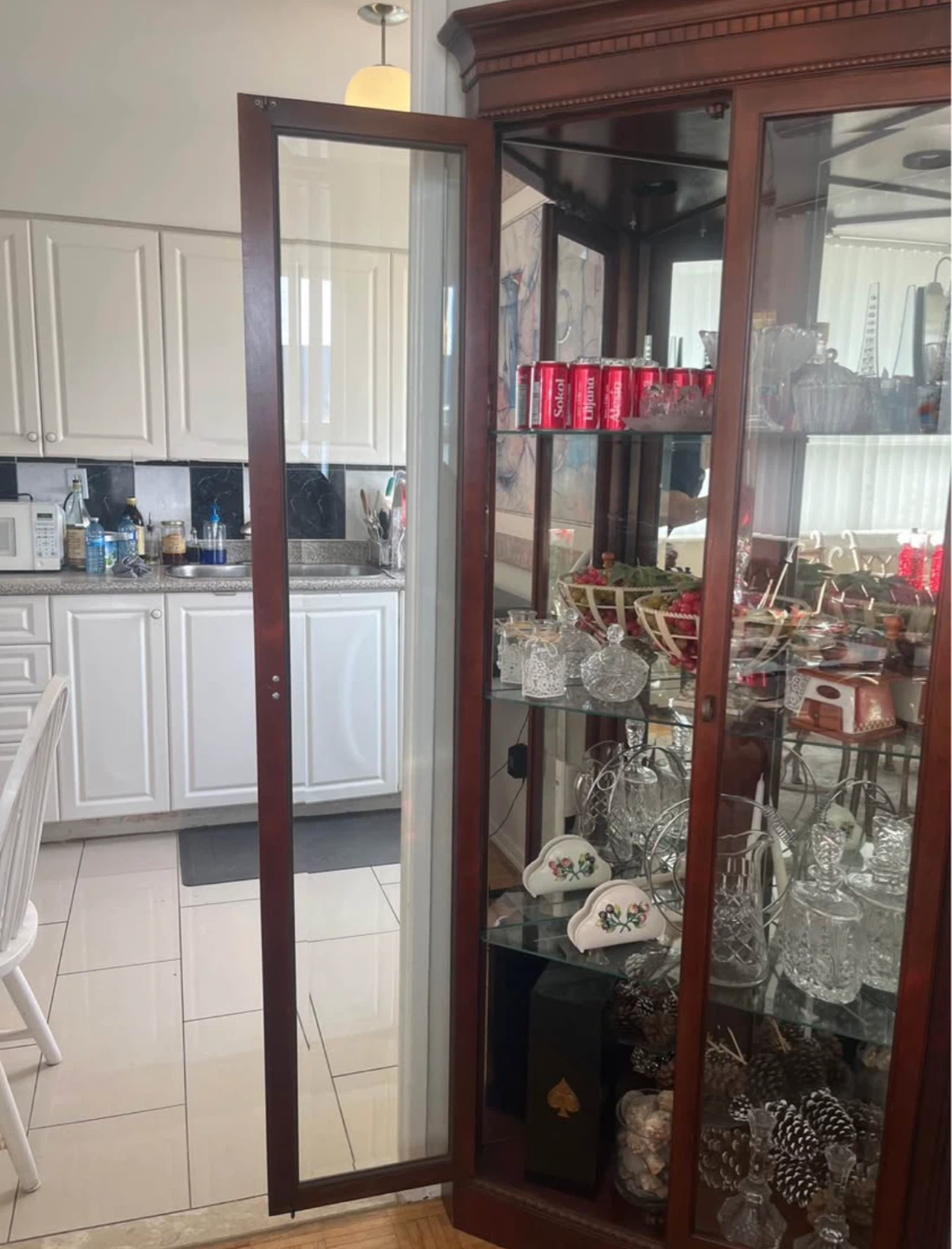 Antique Wooden Corner Display Cabinet - photo 2