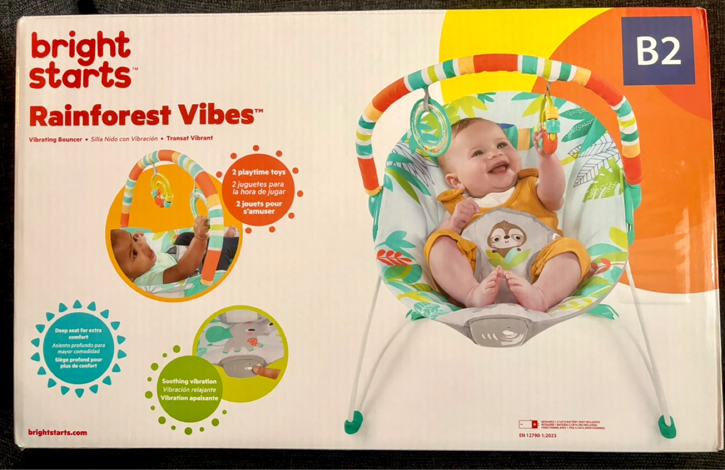 Brand New Bright Starts Rainforest Vibes Vibrating Bouncer
