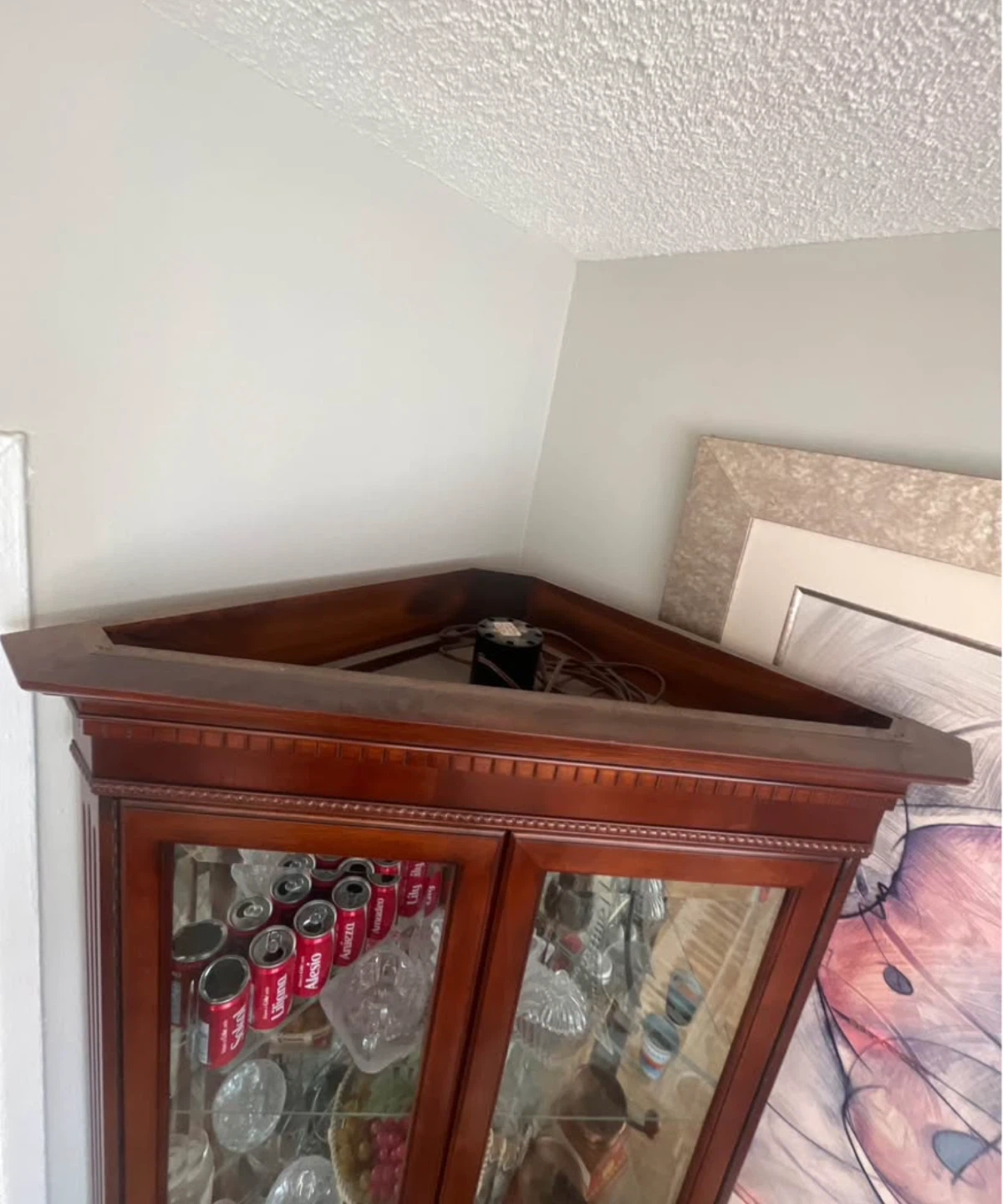Antique Wooden Corner Display Cabinet - photo 4