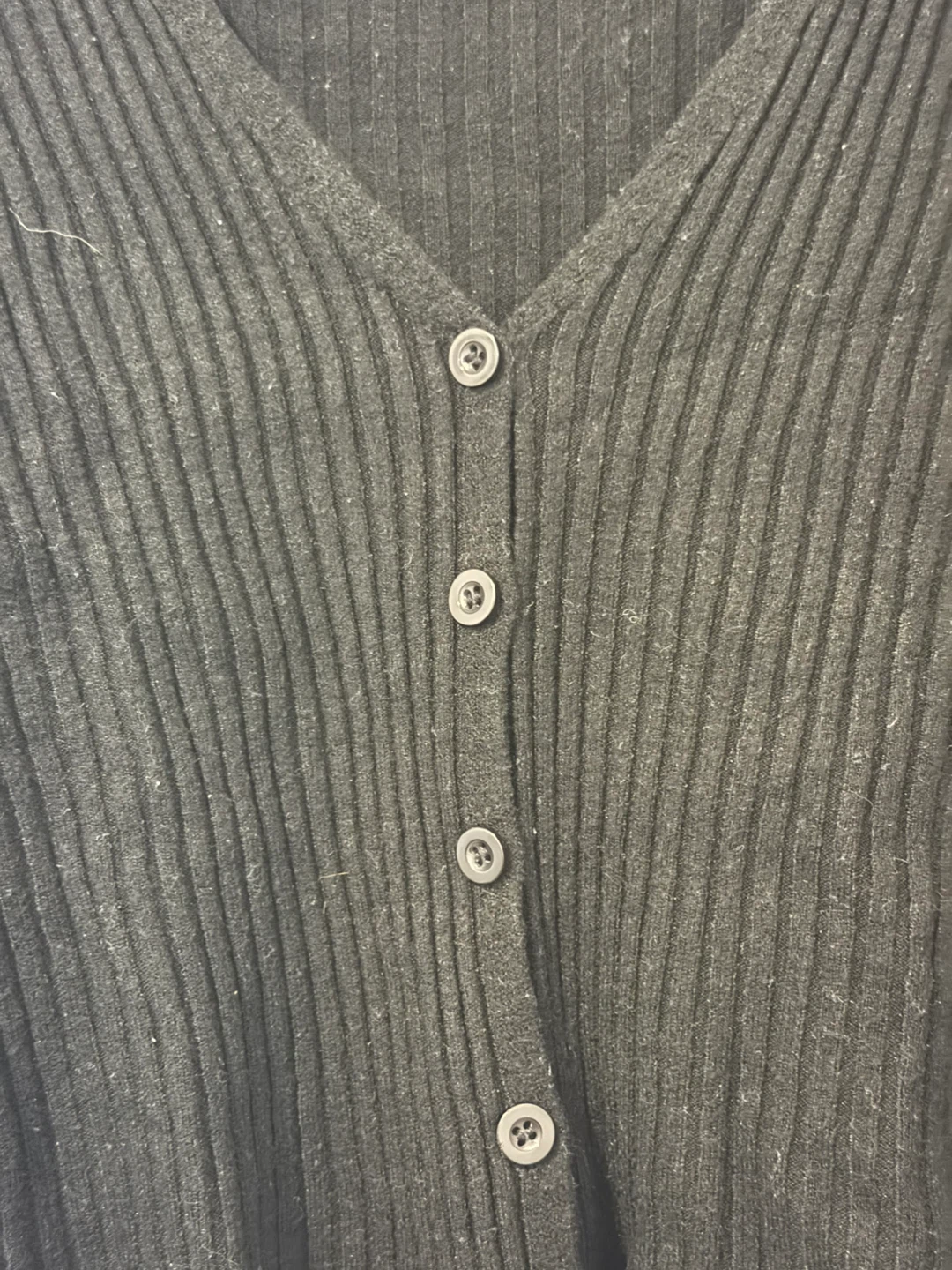Black Ribbed Button-Up Cardigan - photo 2