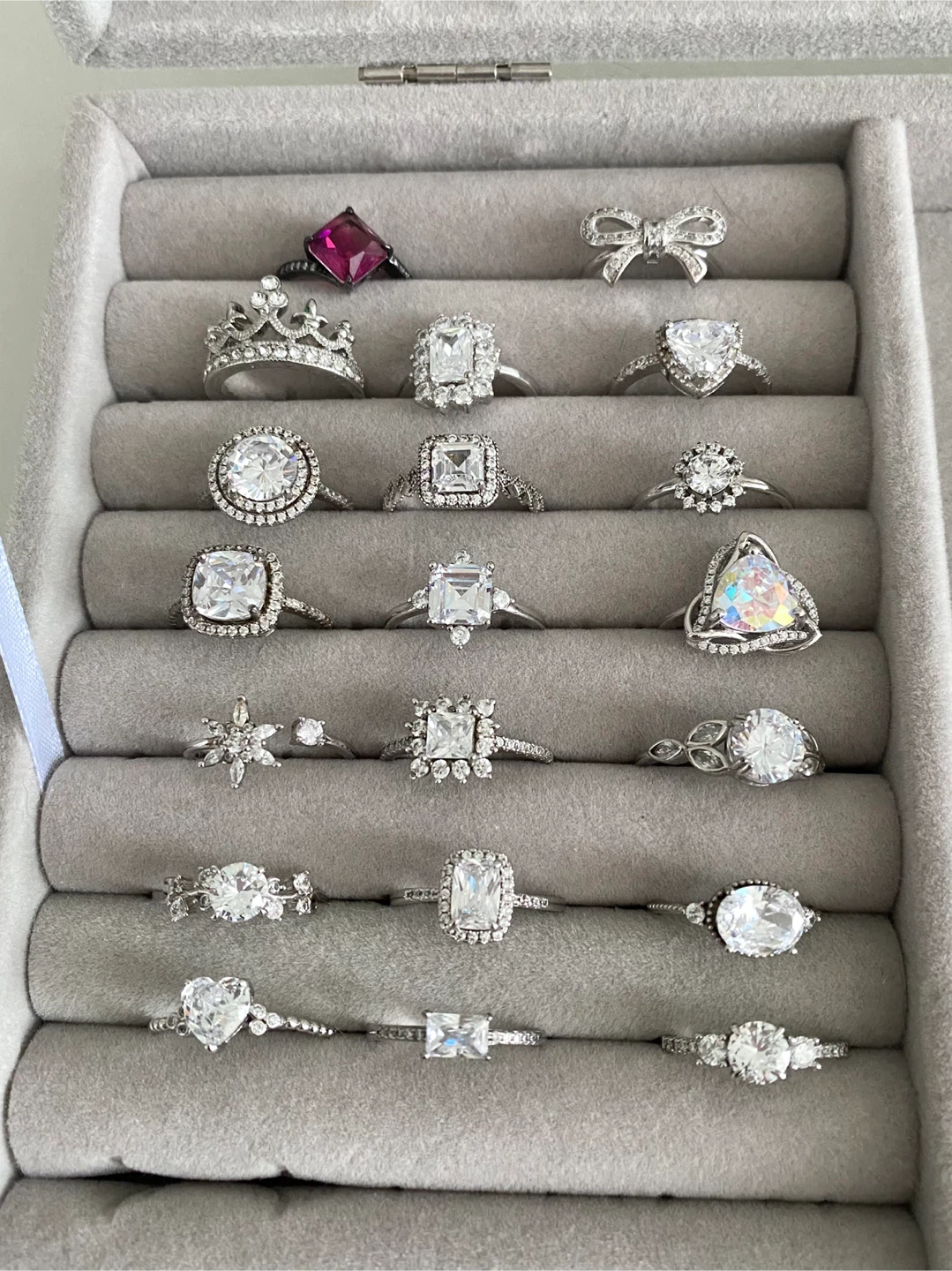 All 20pcs Sterling Silver Charmed Aroma Rings Bow Heart Diamond - photo 2