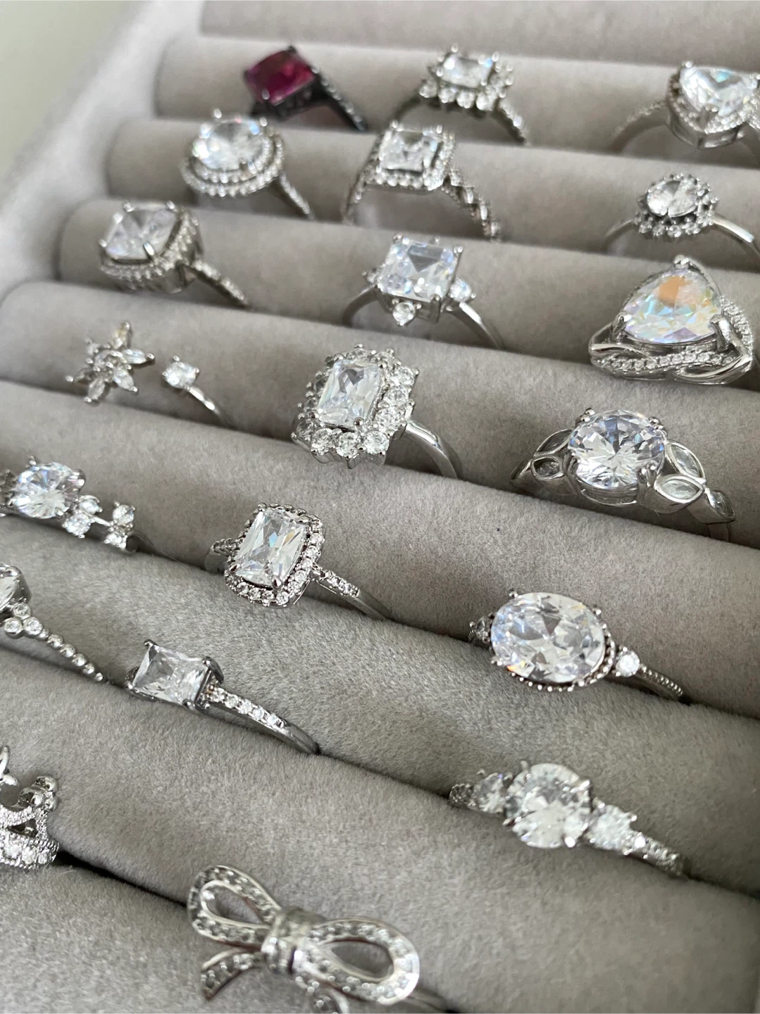 All 20pcs Sterling Silver Charmed Aroma Rings Bow Heart Diamond - photo 5