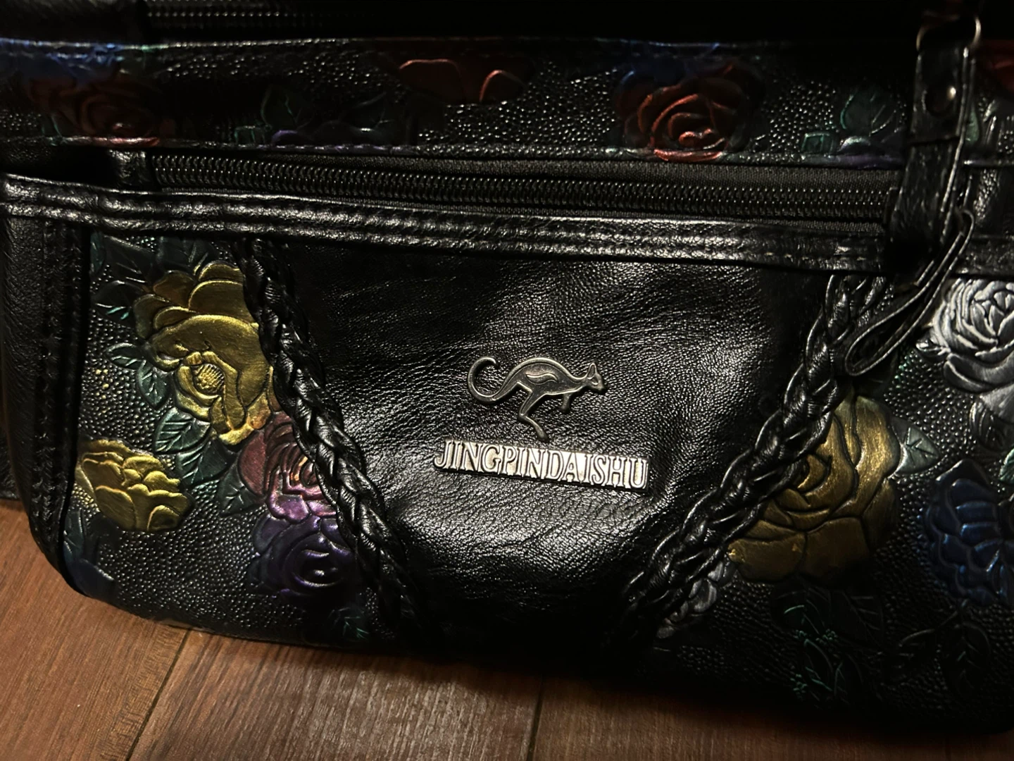 Black Rose Embossed Top-Handle Handbag - New - photo 2