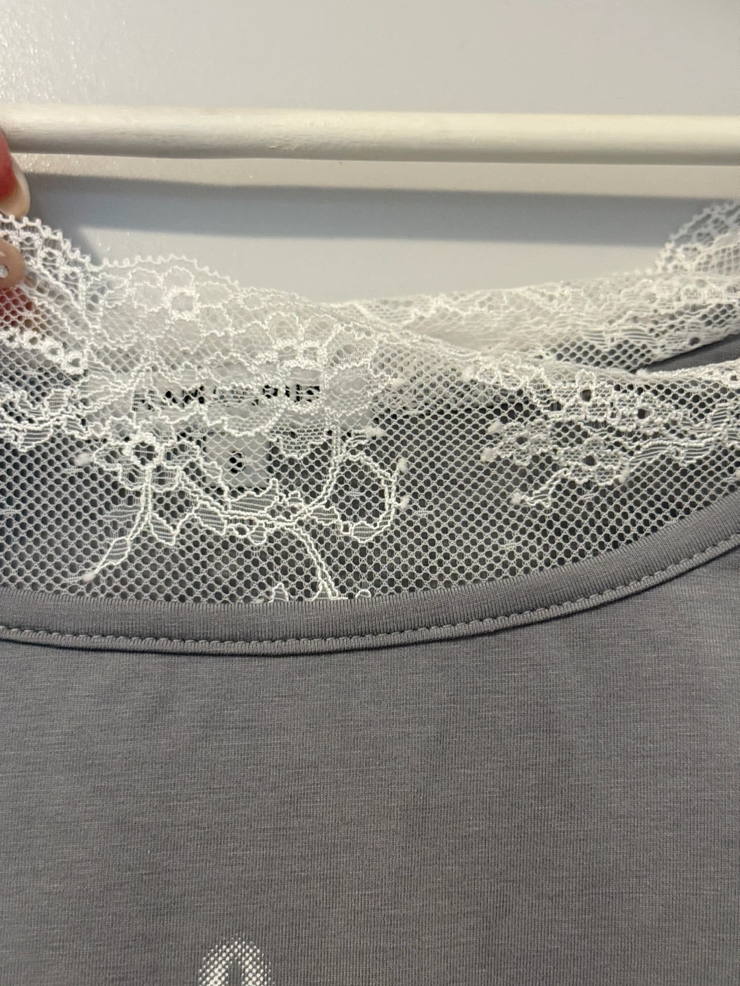 MAMAVIRUS Grey Lace Trim Shirt Size S - photo 2