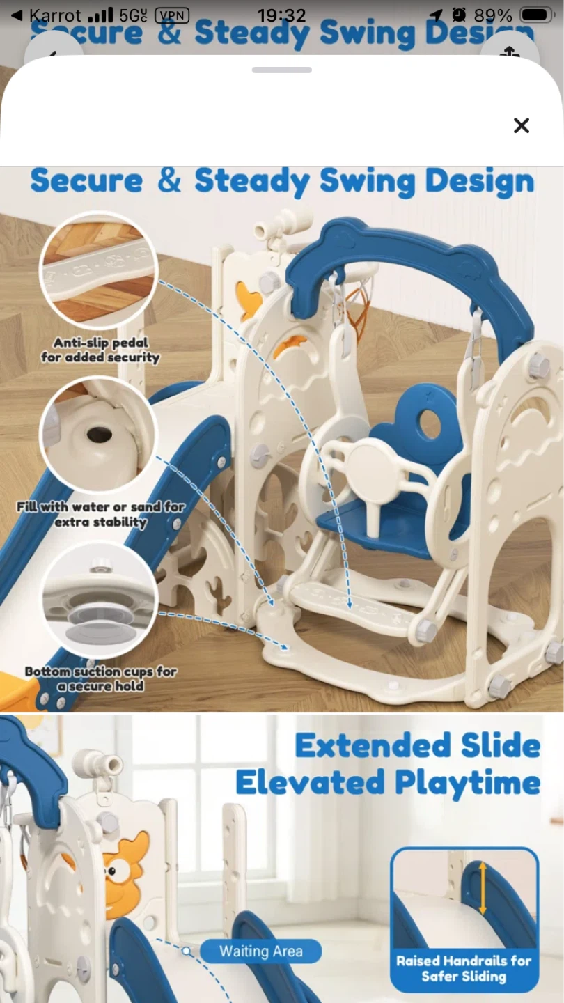 DKSTA 7-In-1 Toddler Swing and Slide Playset - photo 4