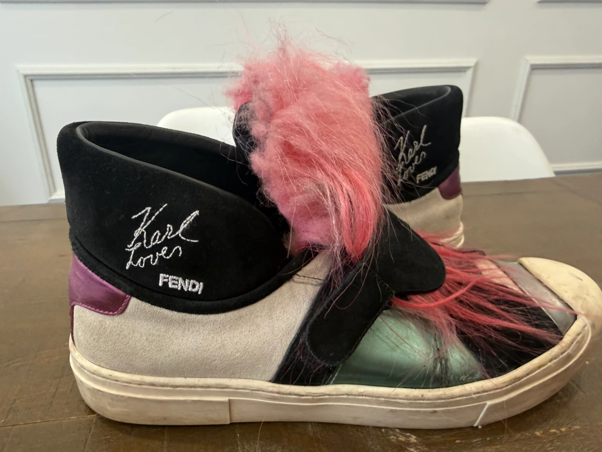 Fendi Karl Lagerfeld Fur Detail Sneakers