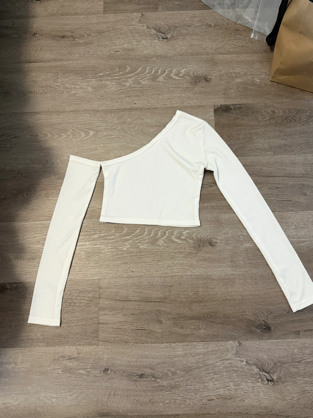 White One-Shoulder Cropped Top
