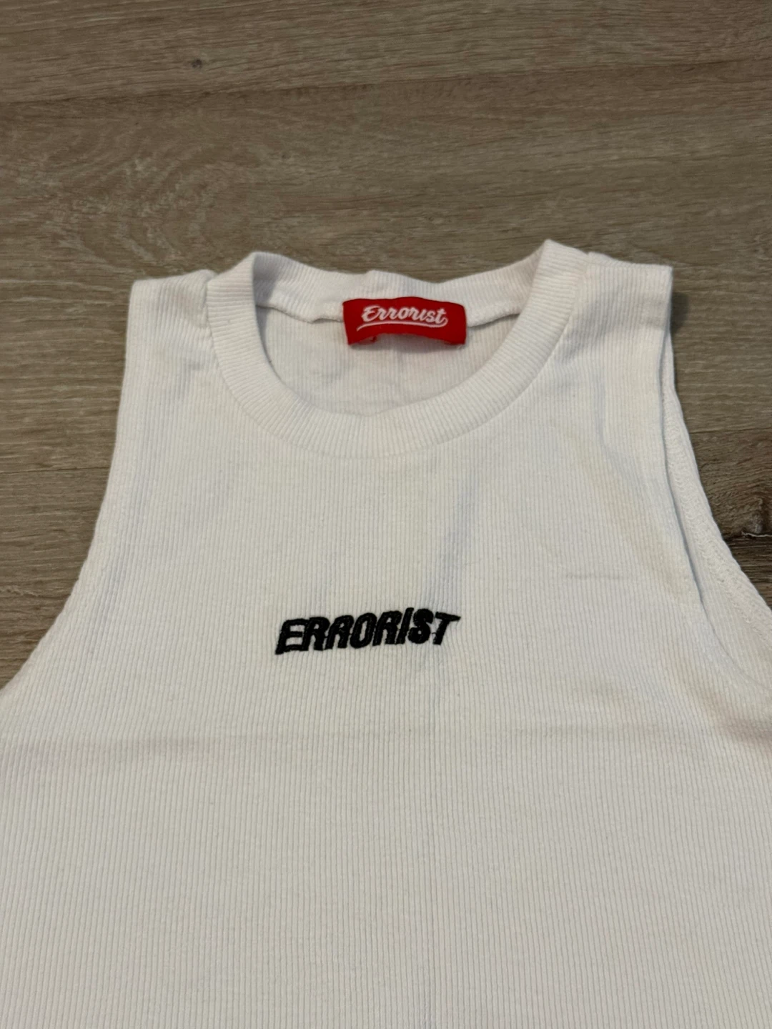 ERRORIST White Ribbed Crop Tank Top - photo 2