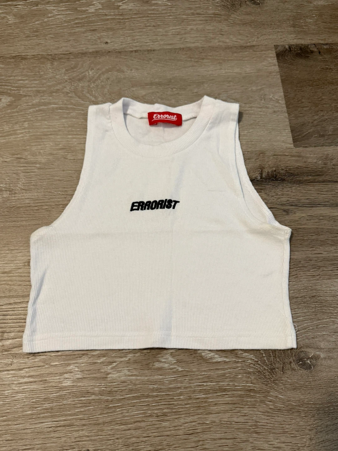 ERRORIST White Ribbed Crop Tank Top