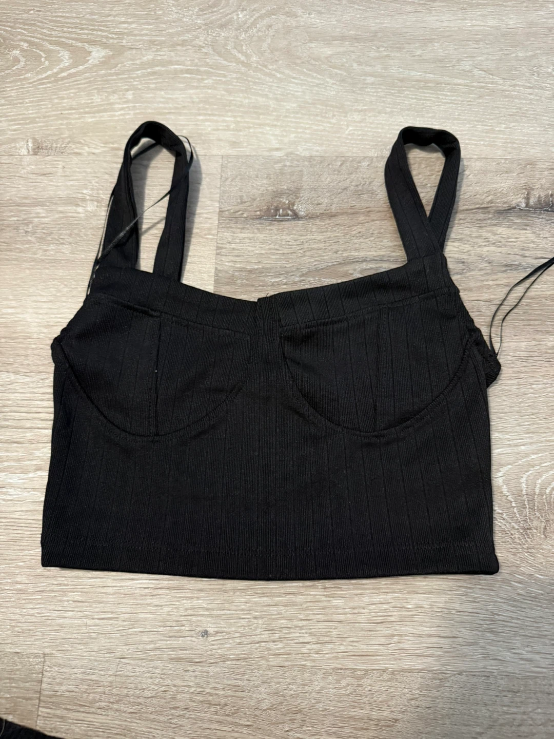 Zara Black Ribbed Bustier Tank Top