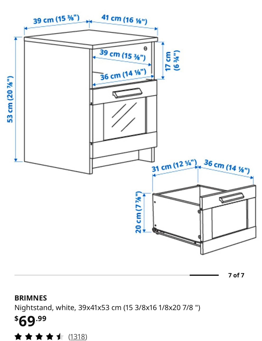 IKEA BRIMNES Nightstand - White - photo 3