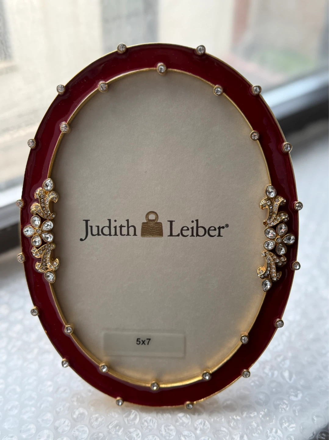 Judith Leiber 5x7 Oval Red Photo Frame with Crystals - photo 2