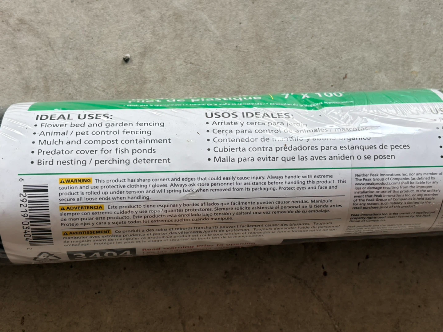 PEAK Fencing Plastic Netting 3/4" x 100' - photo 2