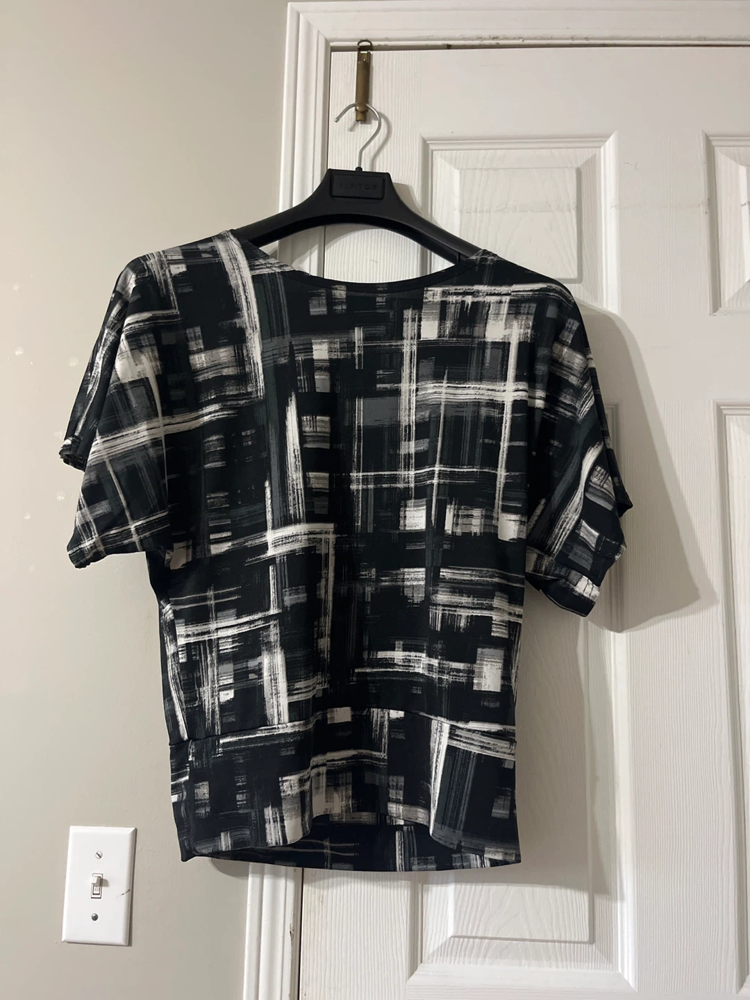 Black & White Plaid Print Top