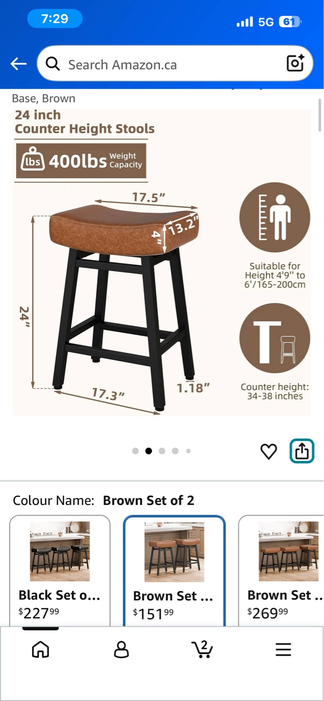 Counter Height Bar Stools - Set of 2 - photo 4