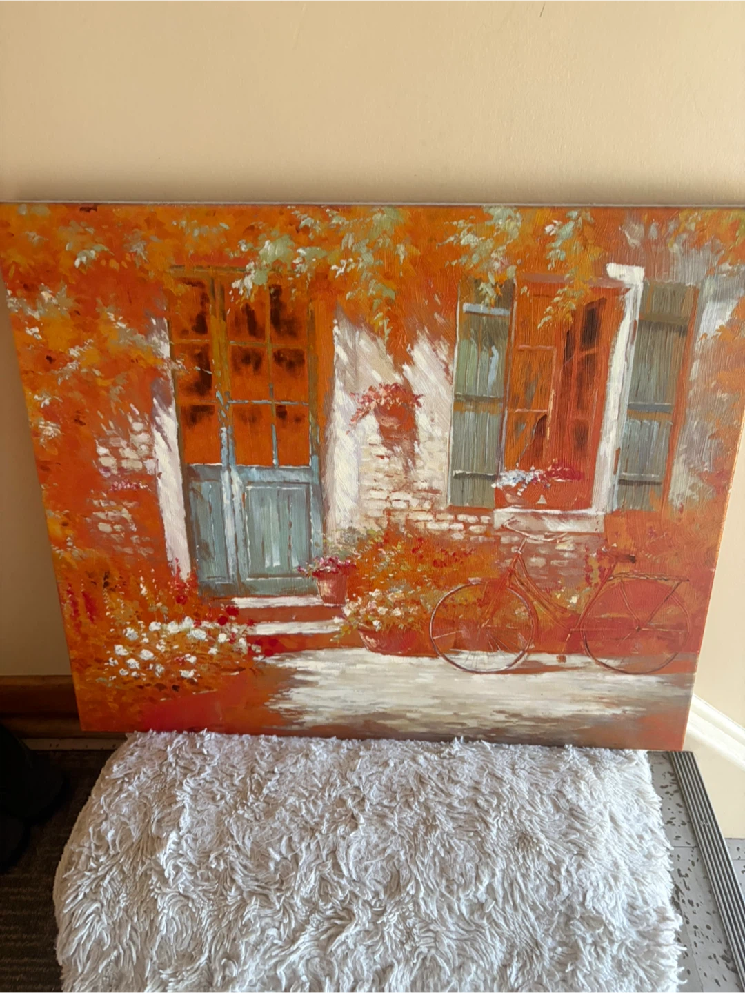 Oil Painting of French Courtyard Scene