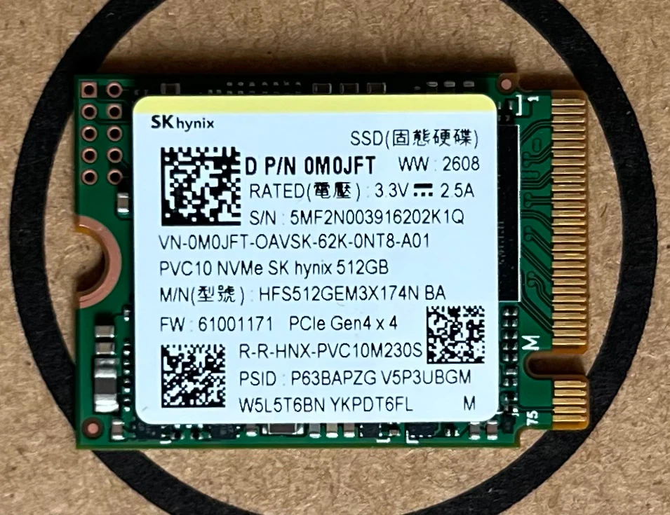 SK hynix 512GB NVMe SSD M.2 2230 (steam deck size)