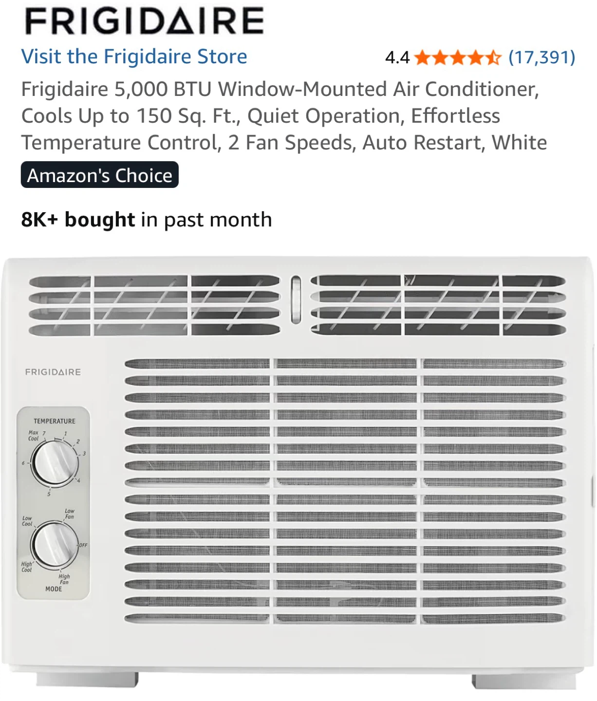 Frigidaire 5,000 BTU Window Air Conditioner - White