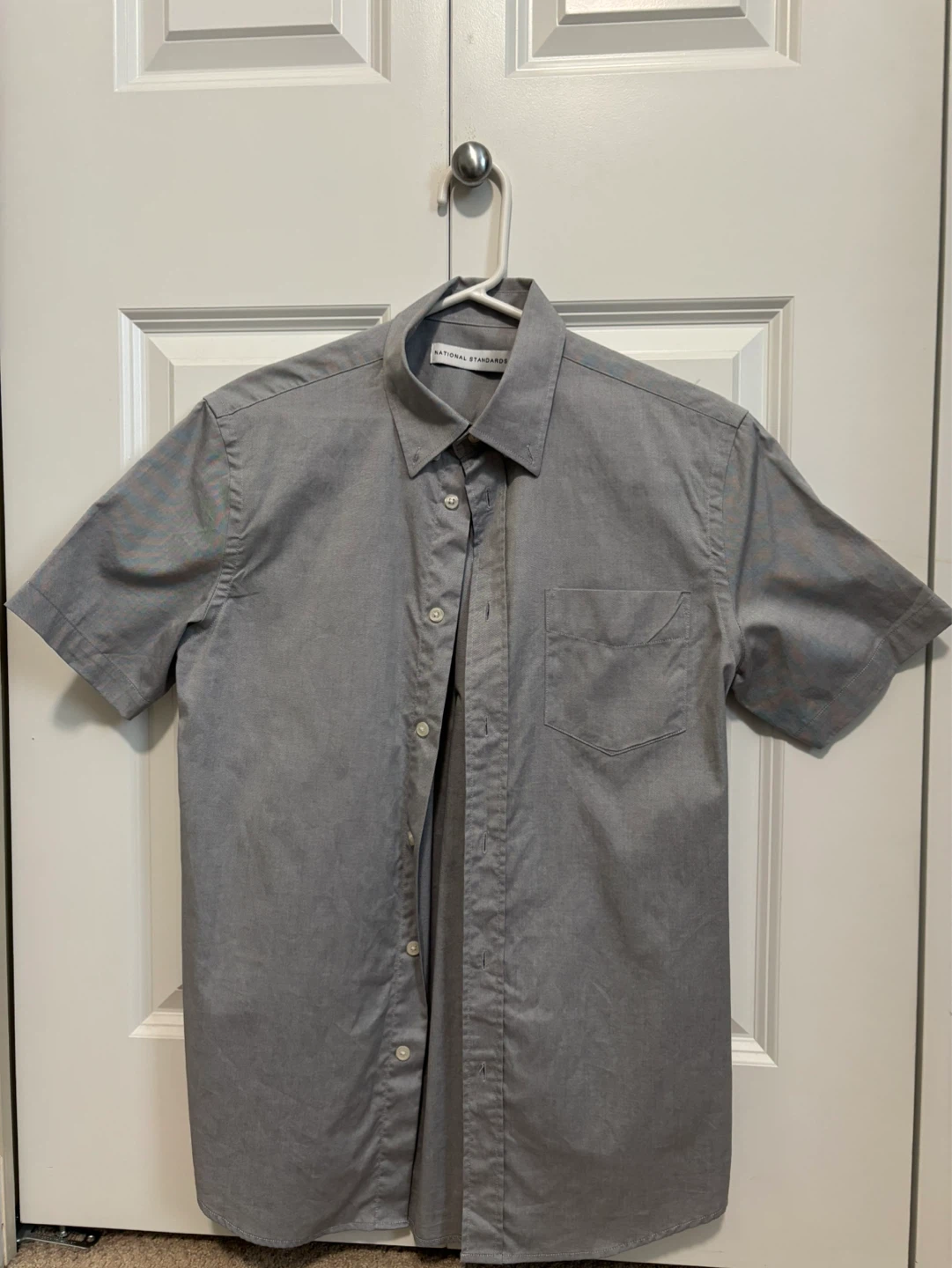 National Standards Men's Grey Short Sleeve Button-Up Shirt
