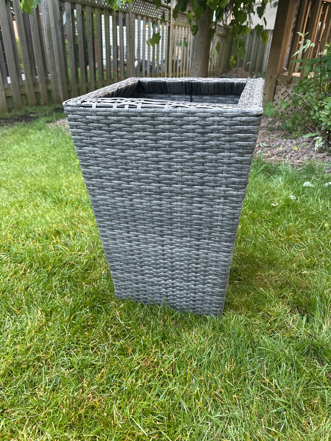 Grey Wicker Planter Pot
