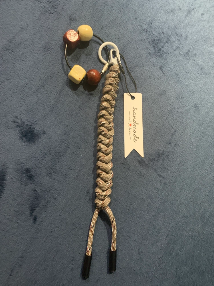 Handmade Paracord Keychain with Wooden Beads