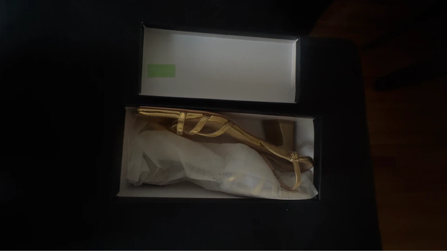 Gold Strappy Block Heel Sandals size 11 - photo 2