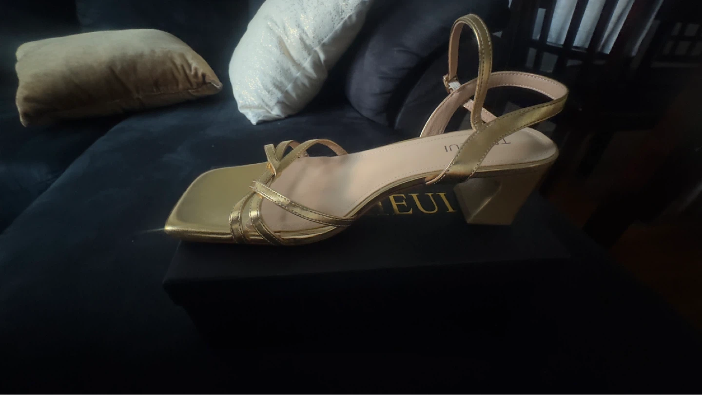 Gold Strappy Block Heel Sandals size 11 - photo 5