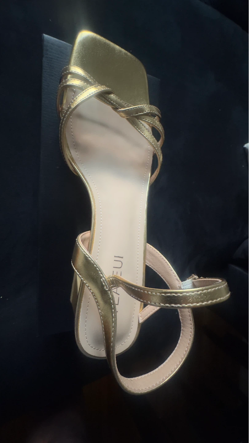 Gold Strappy Block Heel Sandals size 11 - photo 3