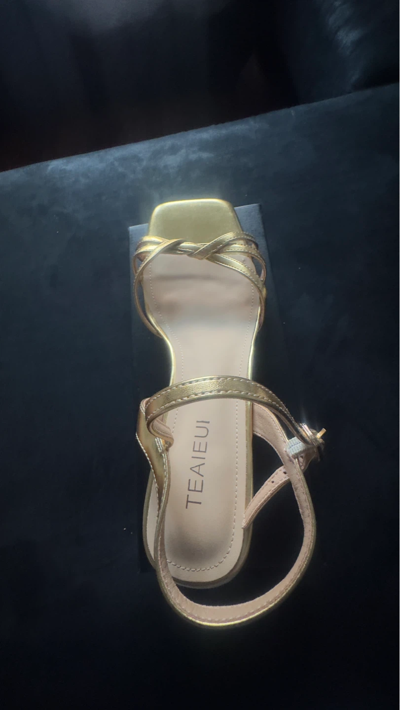 Gold Strappy Block Heel Sandals size 11 - photo 4
