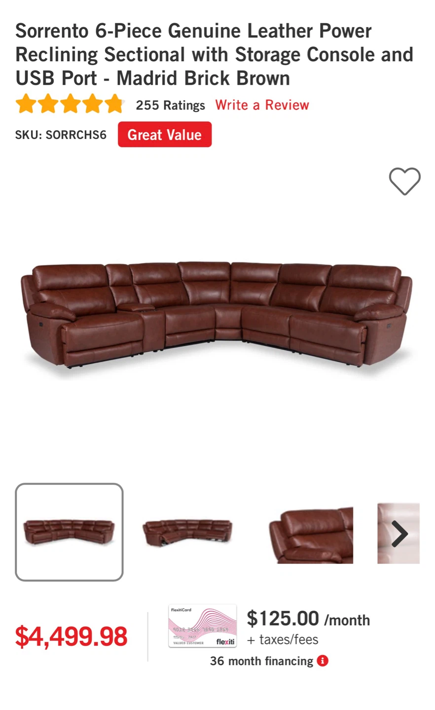 🚨 MUST GO THIS WEEKEND! 🔥 Luxury Power Leather Sectional! $1500