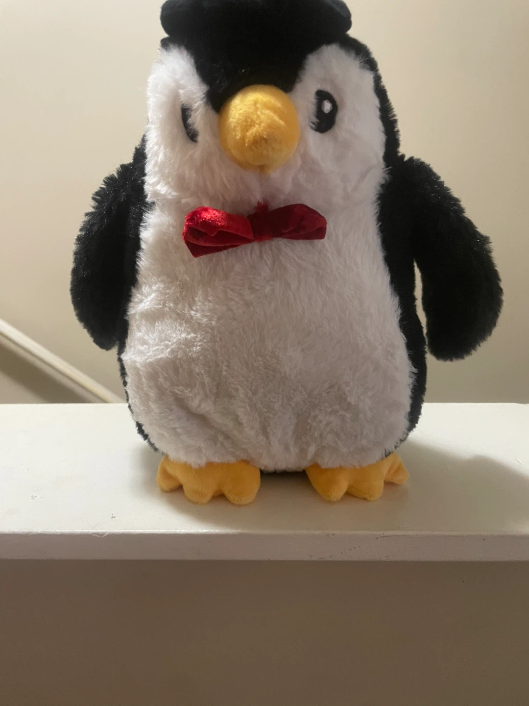 Plush Penguin with Red Bowtie and Hat